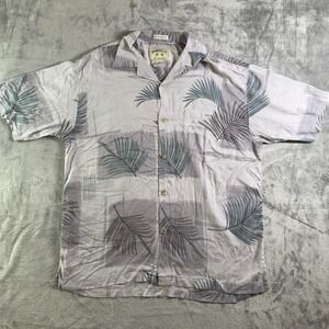 Bamboo Cay Resort Shirt Palm Leaf Print Button Up Short Sleeve Mens Size M
